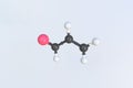 Molecule of acrolein, isolated molecular model. 3D rendering Royalty Free Stock Photo