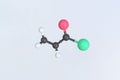 Molecule of acryloyl chloride, isolated molecular model. 3D rendering Royalty Free Stock Photo