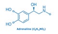 Molecule of adrenaline, chemical formula Royalty Free Stock Photo