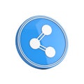 Molecule or Atom Icon in Blue Circle Button. 3d Rendering