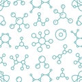 Molecule background, abstract science seamless pattern. Medical, chemistry wallpaper with atom line icons. Scientific