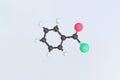 Molecule of benzoyl chloride, isolated molecular model. 3D rendering