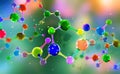 Molecule 3D illustration. Scientific breakthrough in the field of molecular synthesis