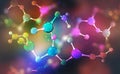 Molecule 3D illustration. Scientific breakthrough in the field of molecular synthesis. Nanotechnology in medical research