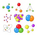 Molecule different shape. Atom science symbol