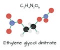 Molecule Ethylene glycol dinitrate C2H4N2O6 Royalty Free Stock Photo