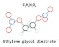 Molecule Ethylene glycol dinitrate C2H4N2O6 Royalty Free Stock Photo
