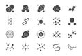 Molecule flat glyph icons. Vector illustration included icon amino acid, peptide, hormone, protein, collagen, ozone, O2