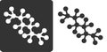 Molecule, flat icon style: stylized rendering of n-hexane, a simple alkane. Atoms shown as circles