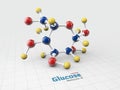 Molecule of glucose, molecular formula C6H12O6. 3d Illustration