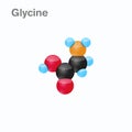Molecule of Glycine, Gly, an amino acid used in the biosynthesis of proteins