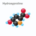 Molecule of Hydroxyproline, Hyp, an amino acid used in the biosynthesis of proteins