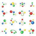 Molecule icons set, cartoon style Royalty Free Stock Photo