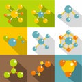 Molecule icons set, flat style