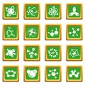 Molecule icons set green square vector Royalty Free Stock Photo