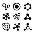 Molecule Icons Set Isolated On White Background