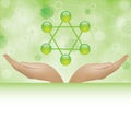 Molecule illustration green background