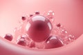 Molecule inside bubble on pink background concept skin, created with Generative AI technology Royalty Free Stock Photo