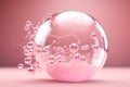 Molecule inside bubble on pink background concept skin, created with Generative AI technology Royalty Free Stock Photo