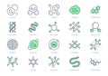 Molecule line icons. Vector illustration included icon amino acid, peptide, hormone, protein, collagen, ozone, O2