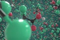Trichloroacetic acid molecule, ball-and-stick molecular model. Chemical 3d rendering