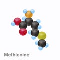 Molecule of Methionine, Met, an amino acid used in the biosynthesis of proteins