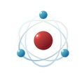 Molecule model with atom and electrons. Study and production of mineral. Organic and inorganic. Parts of molecular and