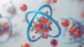 Molecule model with electron orbits illustrates atom structure. Science and nanotechnology concept. Ai Generated