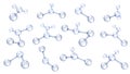 Molecule model. Hyaluronic acid molecules, chemical science organic molecular structure and reflecting molecules models