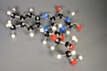 Molecule model of Vitamin B2. White is Hydrogen, black is Carbon, red is  Oxygen,  White is Hydrogen, black is Carbon, red is Royalty Free Stock Photo