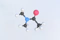 Molecule of n,n-dimethylacetamide, isolated molecular model. 3D rendering Royalty Free Stock Photo