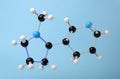 Molecule of nicotine on light blue background.