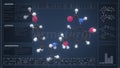 Formoterol molecule with description on the computer screen, 3d rendering