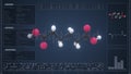 Overview of the molecule of adipic acid on the computer screen. 3d rendering Royalty Free Stock Photo