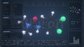 Overview of the molecule of diuron on the computer screen. 3d rendering Royalty Free Stock Photo