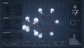 Overview of the molecule of ethylbenzene on the computer screen. 3d rendering Royalty Free Stock Photo