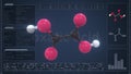 Overview of the molecule of oxalic acid on the computer screen. 3d rendering