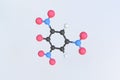 Molecule of picric acid, isolated molecular model. 3D rendering