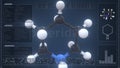 Molecule of piperidine with infographics on the computer monitor, 3d rendering Royalty Free Stock Photo