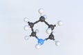 Molecule of piperidine, isolated molecular model. 3D rendering Royalty Free Stock Photo