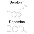 Molecule serotonin and dopamine. Raster