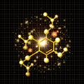 Molecule structure golden icon