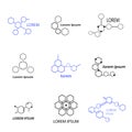 Molecule structure logo or biology model sign vector. Set of logo with structure molecule