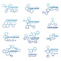 Molecule structure logo or biology model sign vector set