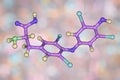 Molecule of thyroxine, a thyroid hormone