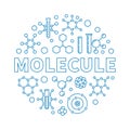 Molecule vector outline blue round illustration