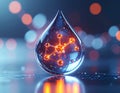 Molecule in a Water Droplet - Science and Technology Concept Royalty Free Stock Photo