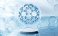 Molecule with water surface background, 3d rendering