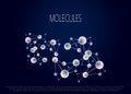 Molecules and atoms vector abstract background, science chemistry and physics theme illustration, micro and nano research and