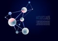 Molecules and atoms vector abstract background, science chemistry and physics theme illustration, micro and nano